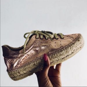 Fabiolas Metallic Espadrille Sneakers in Rose Gold